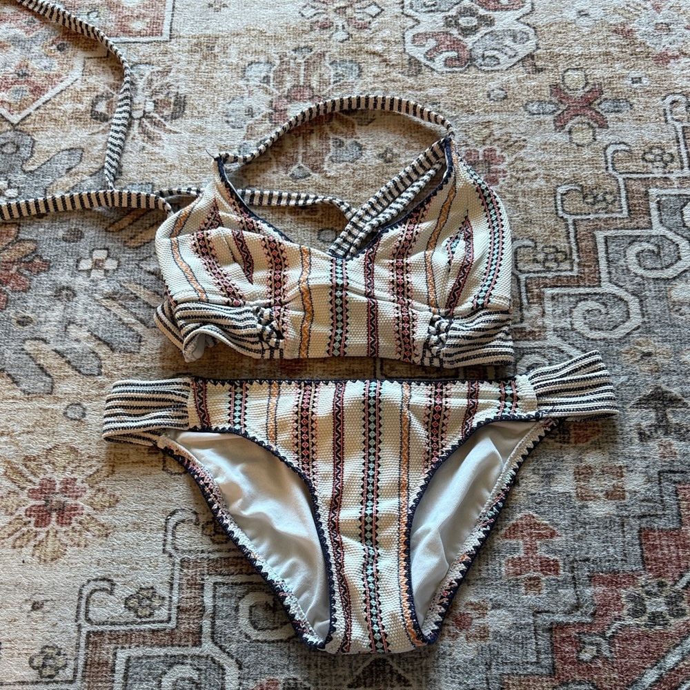 Jessica Simpson Striped Bikini - Cream and Black